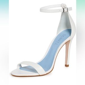 Schutz white strappy bridal heel